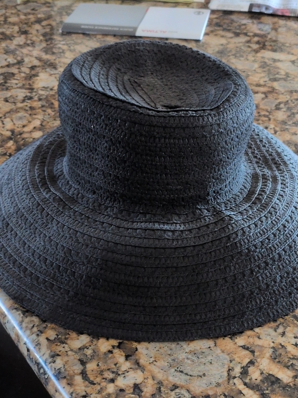 Source Unknown Black Crochet Wide-Brim Sun Hat